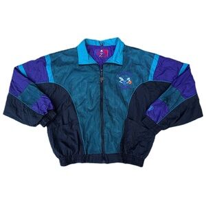 Vintage 90s NBA Charlotte Hornets Pro Player Blue Purple Windbreaker Zip Jacket